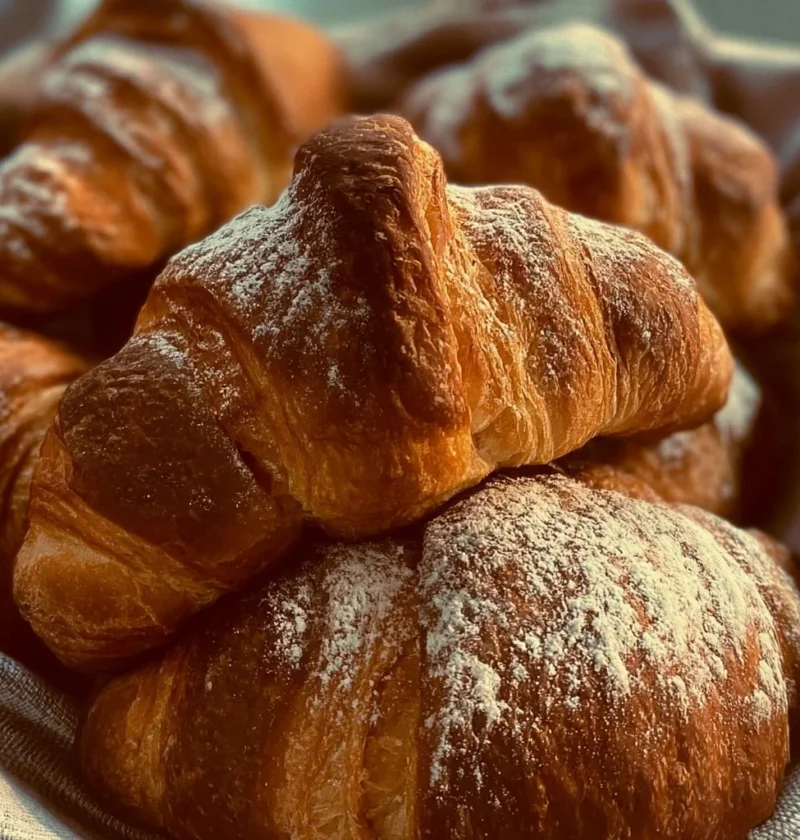 Cornetti freschi e fragranti appena sfornati, pronti per la colazione.