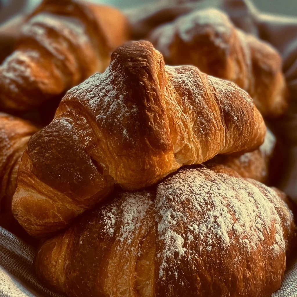 Cornetti freschi e fragranti appena sfornati, pronti per la colazione.