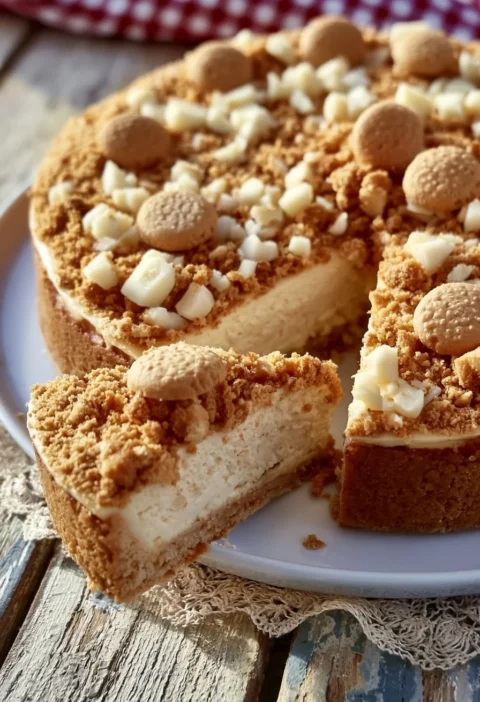 Crostata amaretti con crema al mascarpone decorata con mandorle