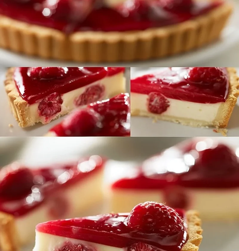 Crostata di Frutta di Lamponi fresca e invitante su un piatto bianco