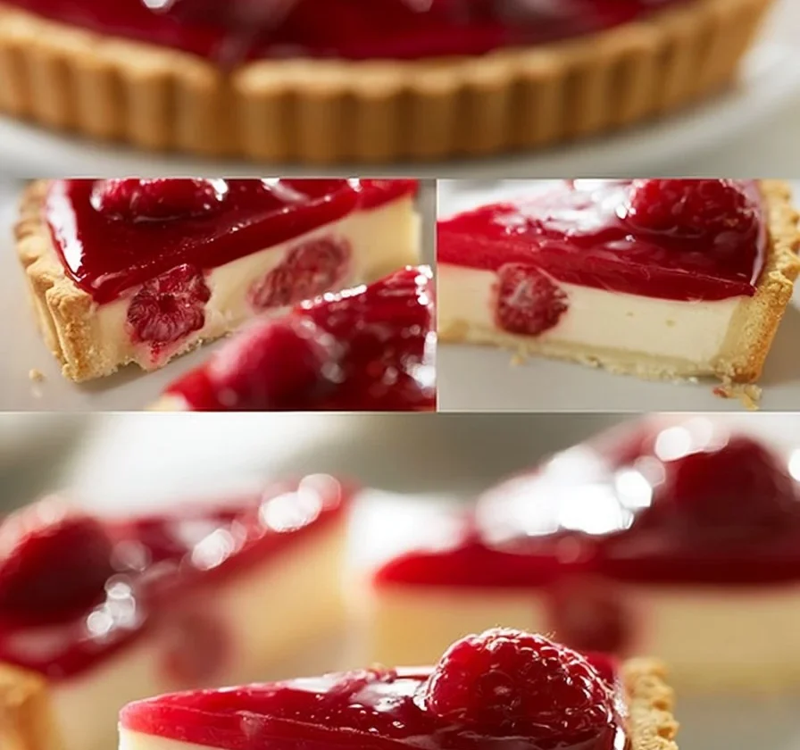 Crostata di Frutta di Lamponi fresca e invitante su un piatto bianco