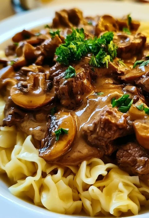 Filetto Stroganoff servito con contorni e salsa cremosa