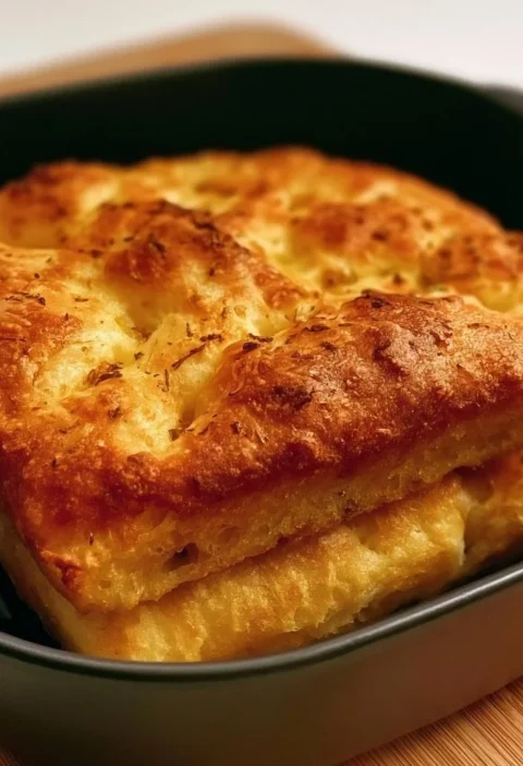 Focaccia cotta nella friggitrice ad aria dorata e soffice