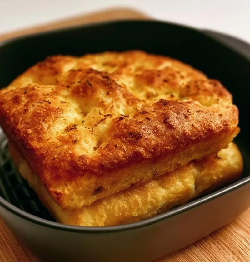 Focaccia cotta nella friggitrice ad aria dorata e soffice