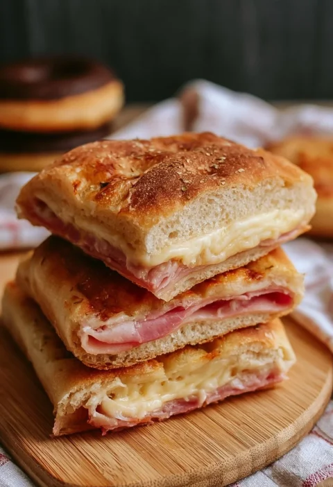 Focaccia Ripiena con Prosciutto Cotto e altri ingredienti freschi.