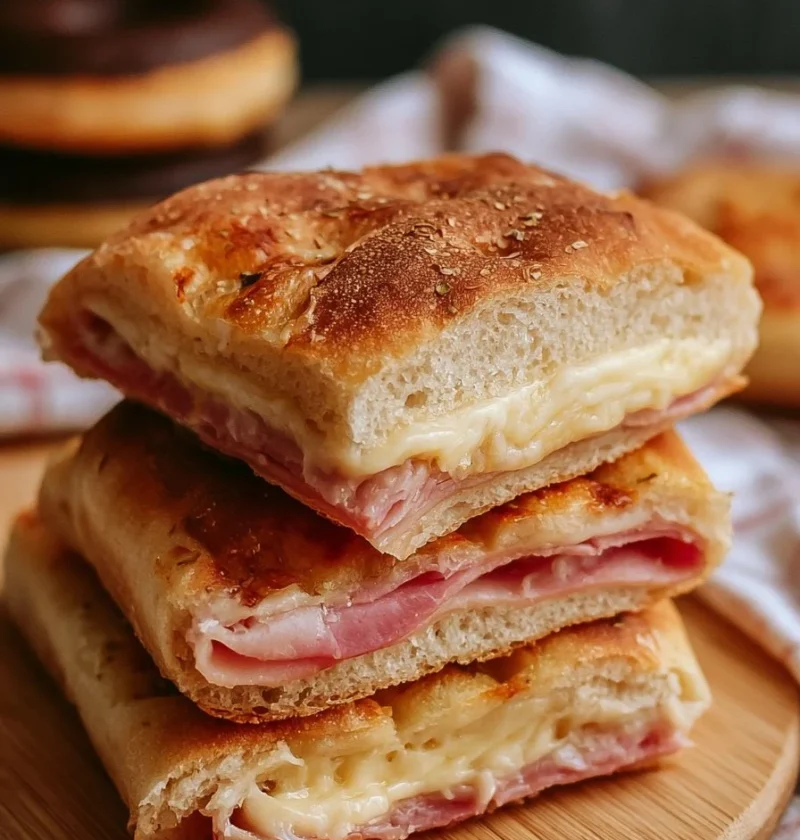 Focaccia Ripiena con Prosciutto Cotto e altri ingredienti freschi.