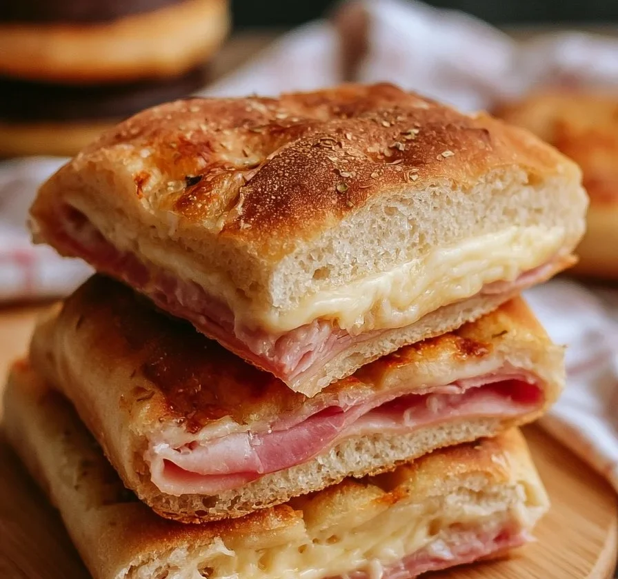 Focaccia Ripiena con Prosciutto Cotto e altri ingredienti freschi.
