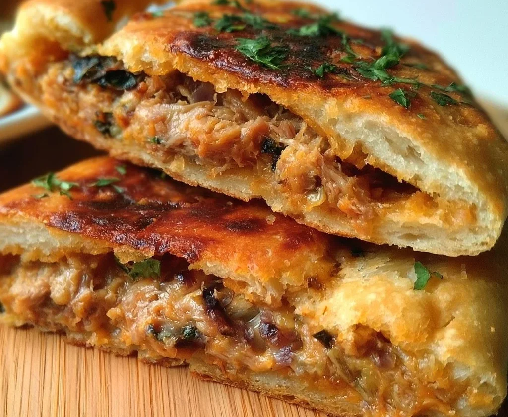 Focaccia Ripiena con Tonno e Cipolla, piatto tipico italiano.
