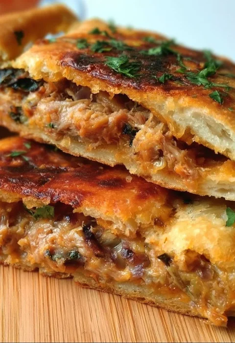 Focaccia Ripiena con Tonno e Cipolla, piatto tipico italiano.