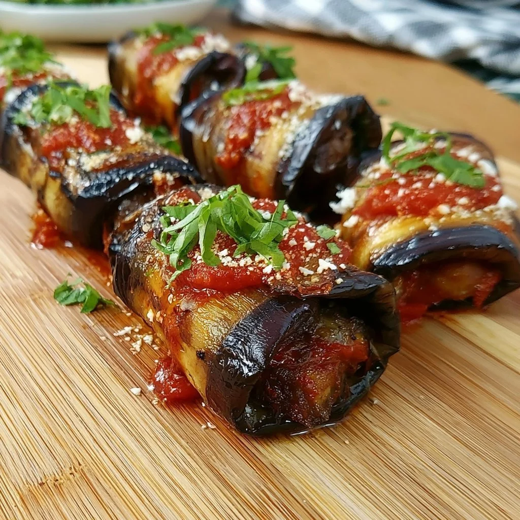 Involtini di Melanzane con ripieno di formaggio e basilico