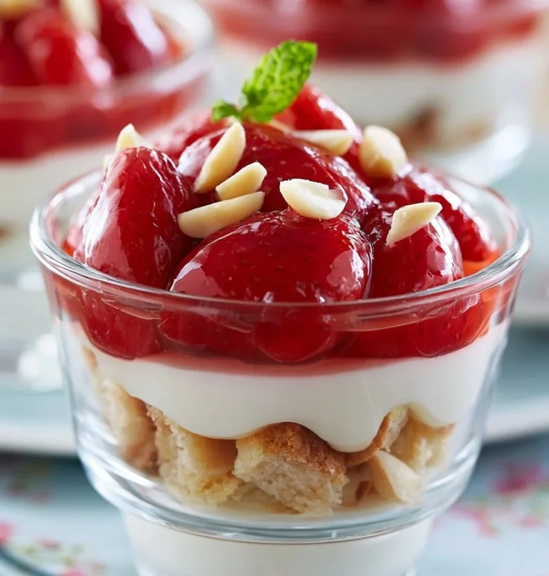 Mono cheesecake con Philadelphia e fragole, dolce facile e veloce da preparare.