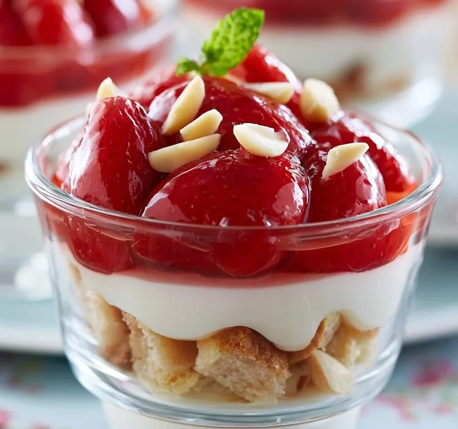Mono cheesecake con Philadelphia e fragole, dolce facile e veloce da preparare.