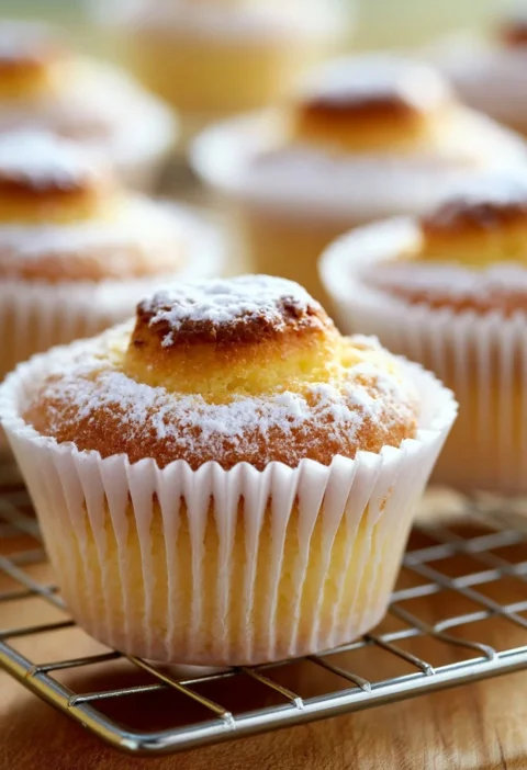 Muffin veloci appena sfornati, dorati e soffici, pronti da gustare.