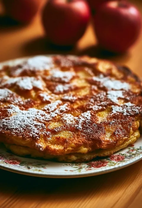 Pancake alla Mela con fette di mela e sciroppo d'acero
