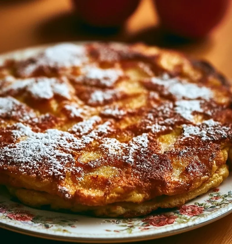 Pancake alla Mela con fette di mela e sciroppo d'acero
