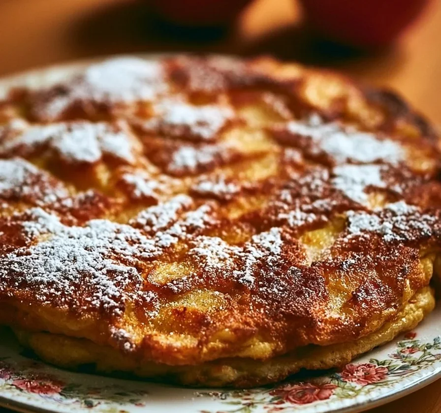 Pancake alla Mela con fette di mela e sciroppo d'acero