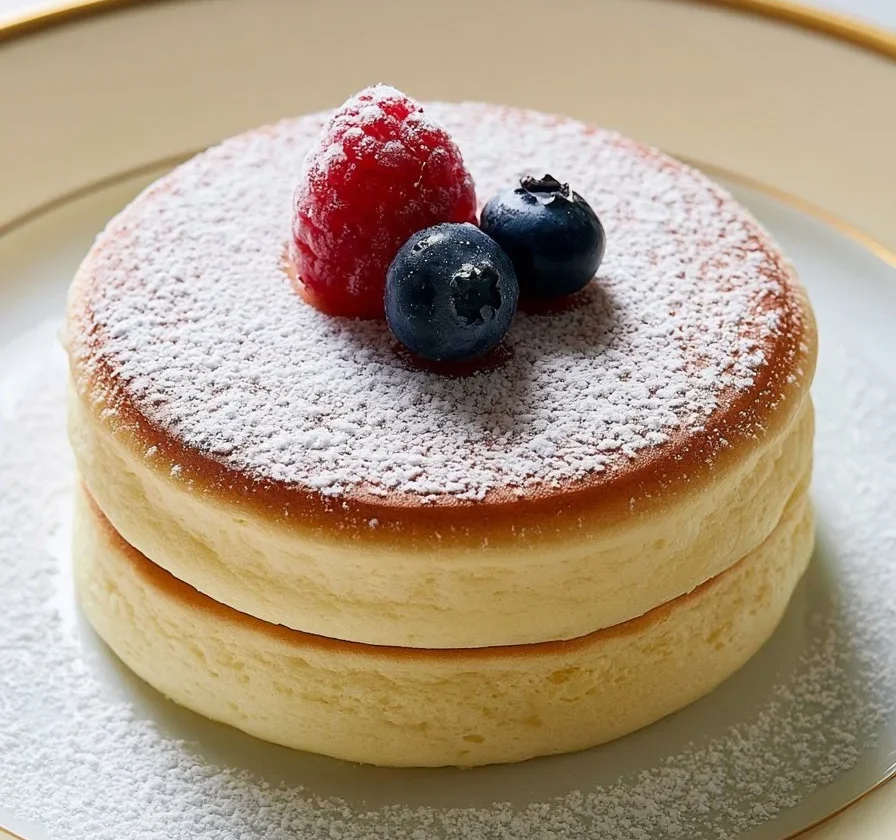 Deliziosi Pancake Giapponesi serviti con frutta e sciroppo