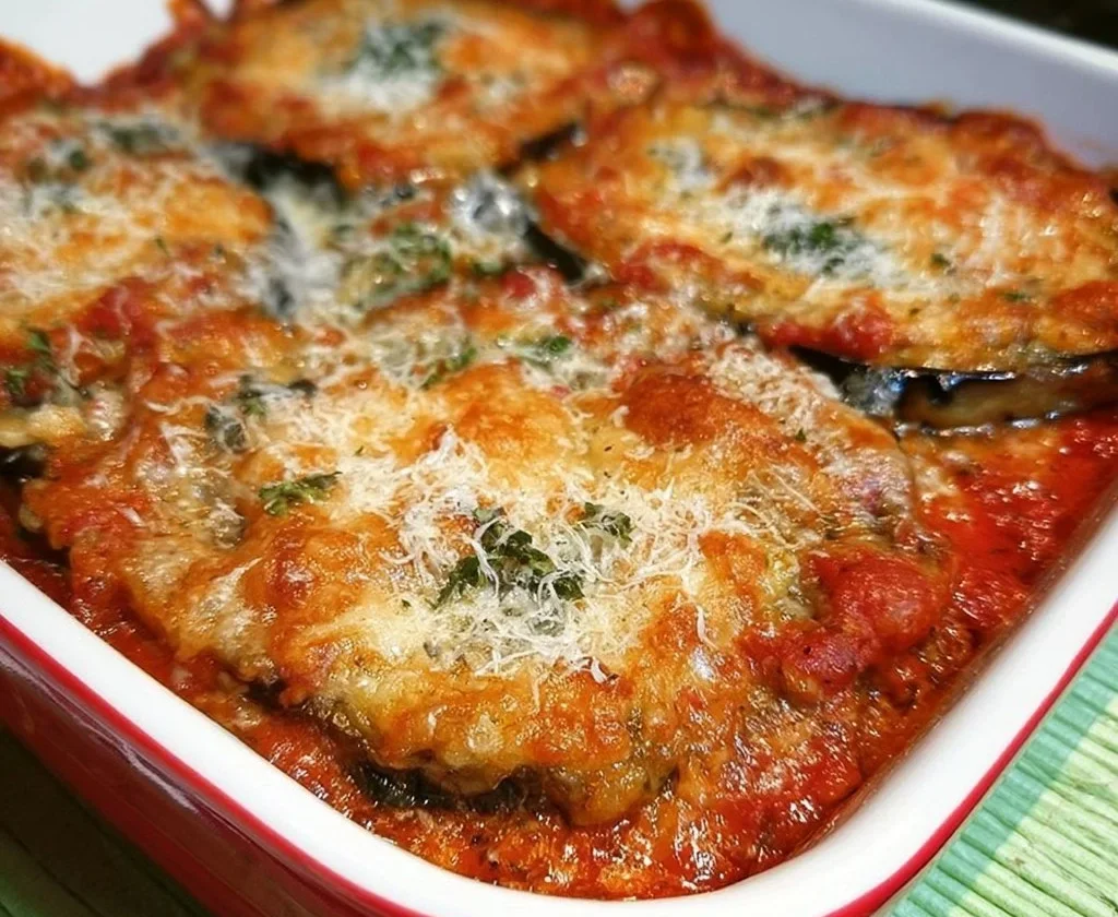 Deliziosa Parmigiana di Melanzane servita in un piatto