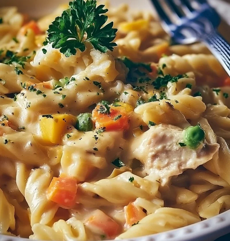Pasta al forno con pollo e torta salata, un piatto ricco e gustoso