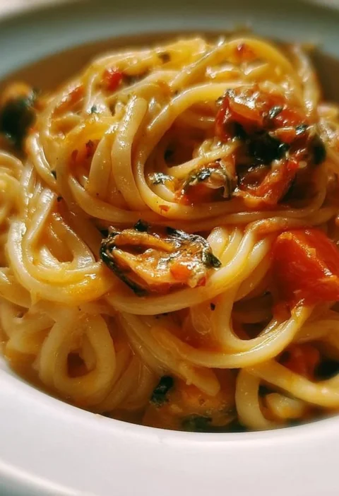 Pasta alla Santuzza con pomodori freschi e basilico