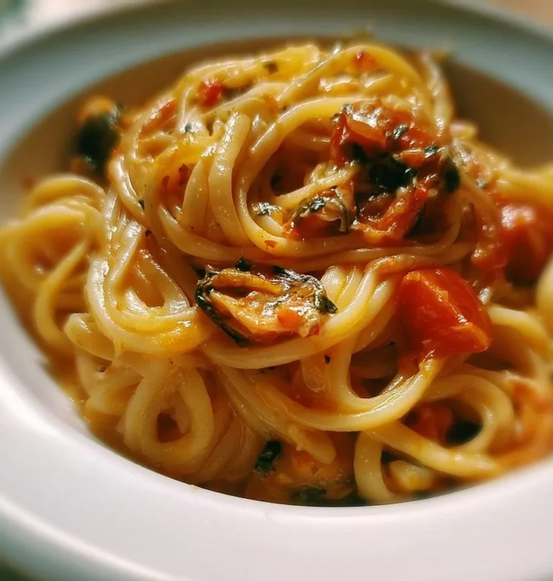 Pasta alla Santuzza con pomodori freschi e basilico