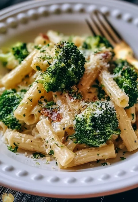 Pasta Cremosa con Broccoli pronta per essere servita