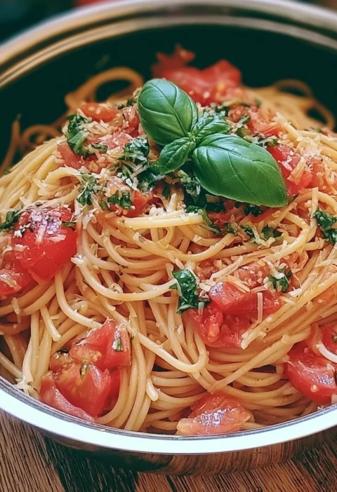 Pasta Pomodoro e Basilico preparata in un solo pentola
