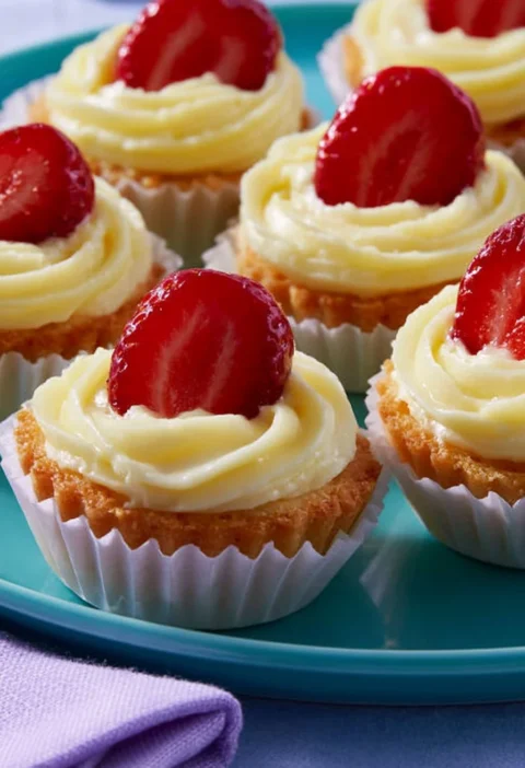 Pasticcini di Savoiardi con crema e fragole, un dolce italiano irresistibile.