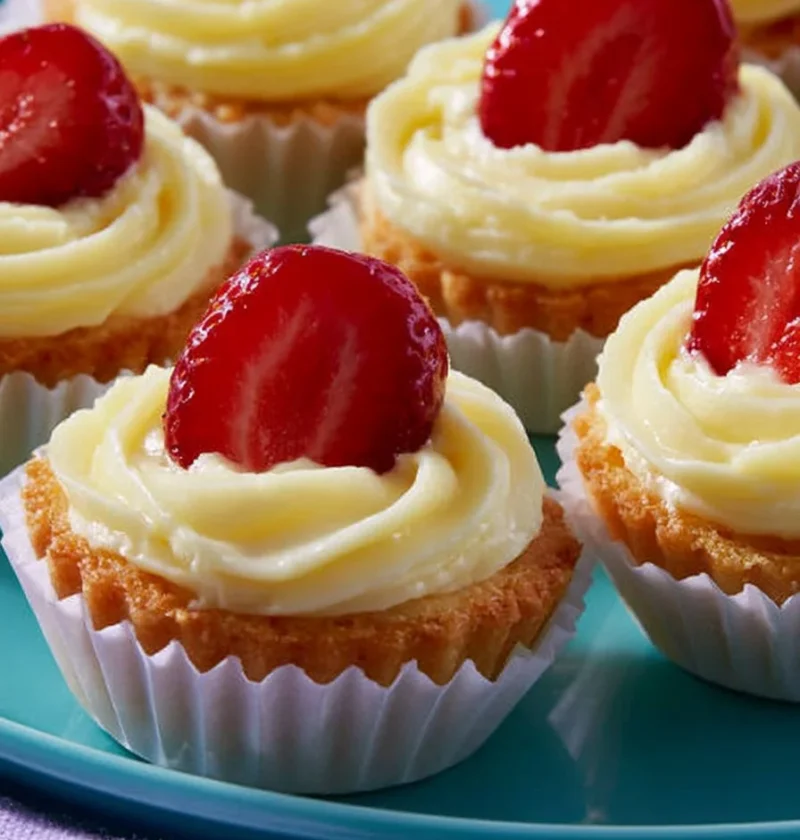 Pasticcini di Savoiardi con crema e fragole, un dolce italiano irresistibile.