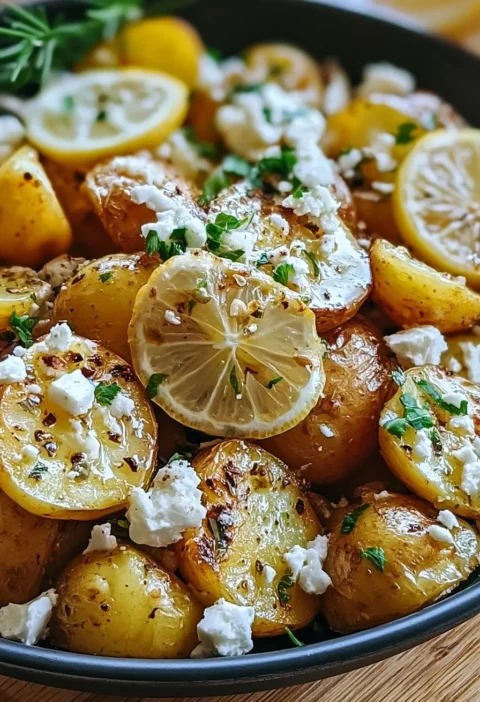 Patate Greche con Limone e Feta, ricetta mediterranea