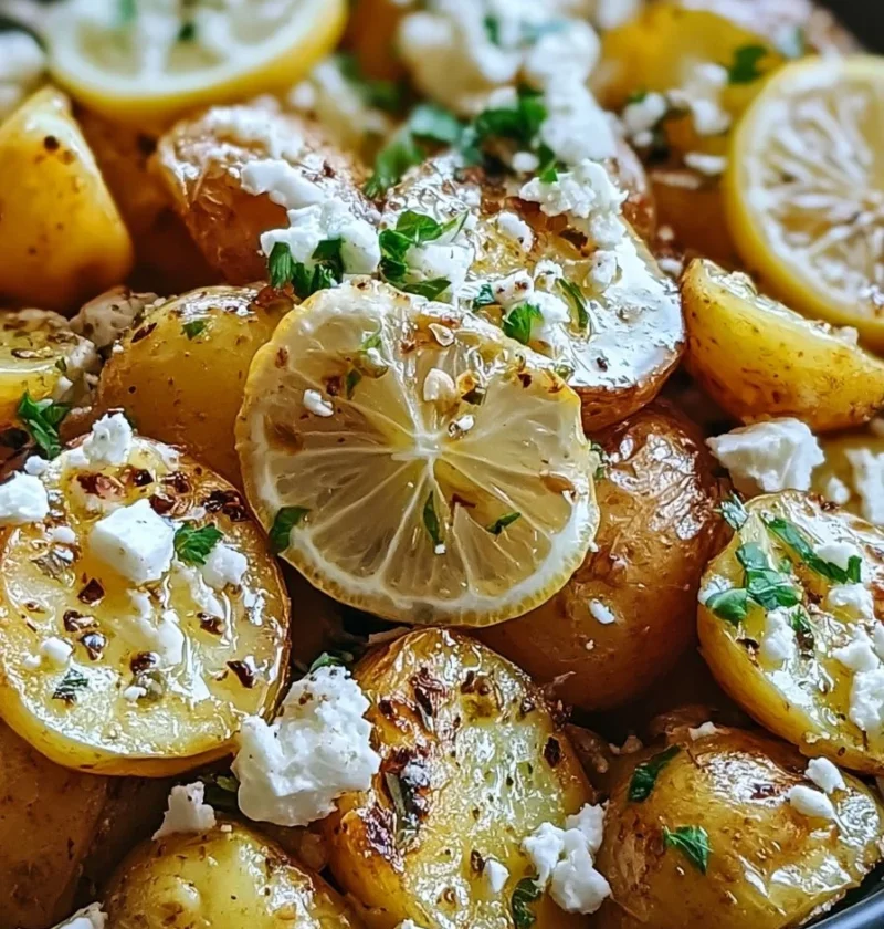Patate Greche con Limone e Feta, ricetta mediterranea