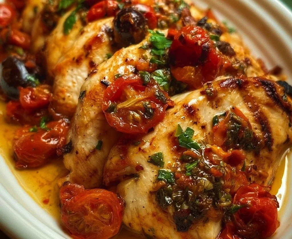 petto di pollo alla mediterranea con ingredienti freschi