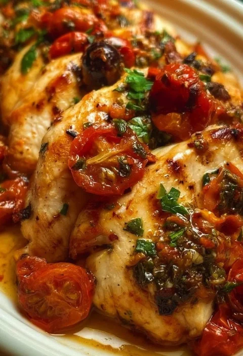 petto di pollo alla mediterranea con ingredienti freschi
