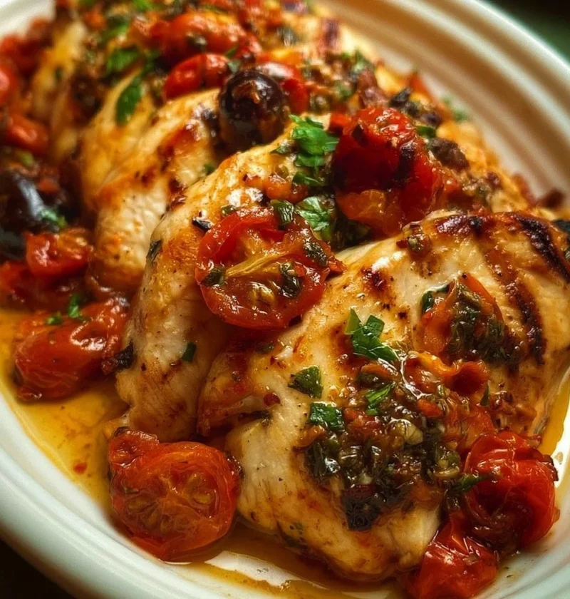 petto di pollo alla mediterranea con ingredienti freschi