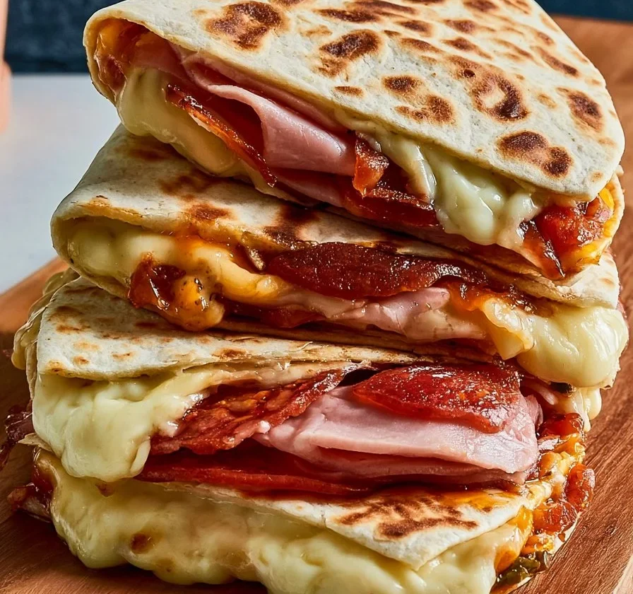 Piadina romagnola farcita con prosciutto e formaggio