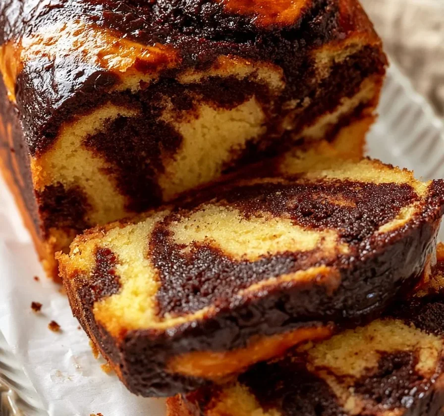 Fetta di Plumcake Bicolore allo Yogurt con decorazione invitante