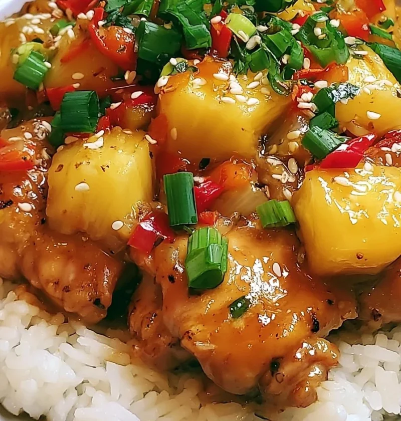Pollo all'ananas cucinato in pentola a cottura lenta