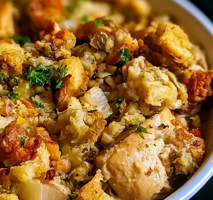 Pollo ripieno cotto in pentola lenta con verdure e spezie.