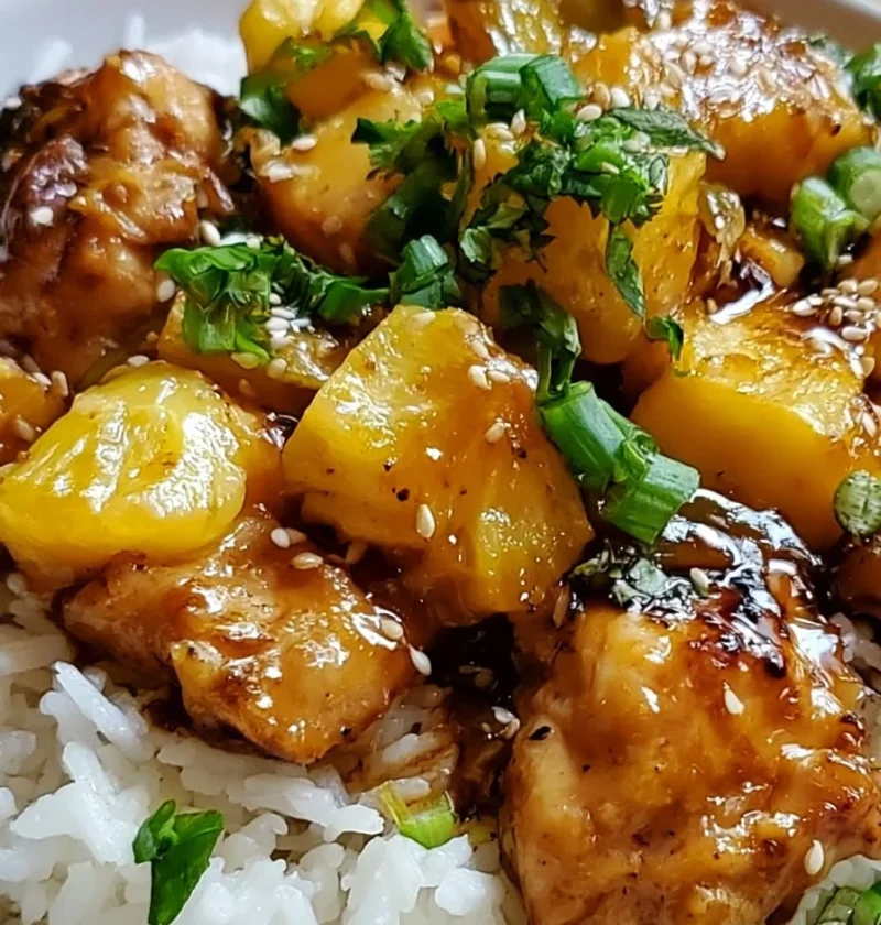 Pollo hawaiano cucinato in pentola a cottura lenta con ingredienti freschi