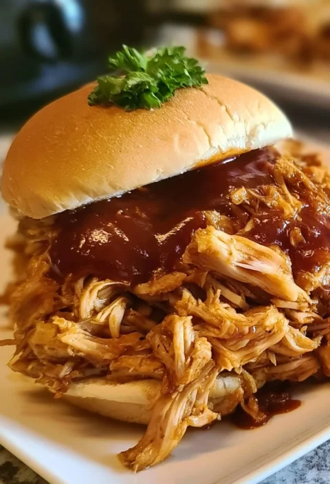 Pollo sfilacciato al BBQ cucinato nella pentola Crockpot