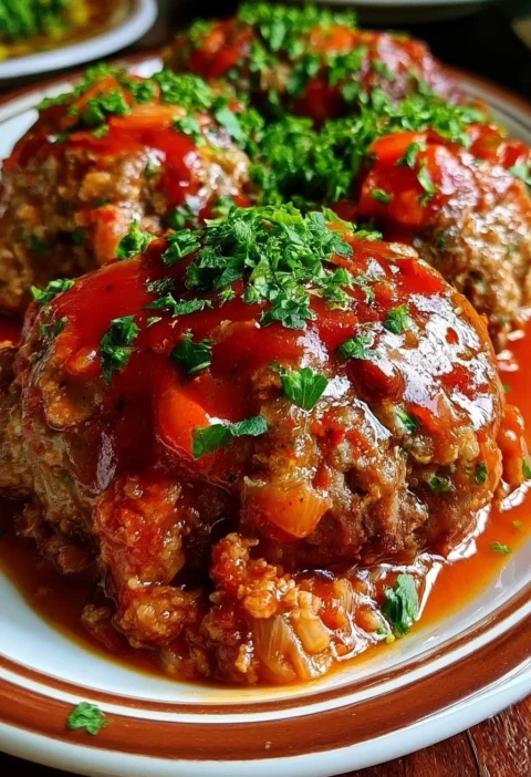 Polpettoni cucinati lentamente in pentola, pronti per essere serviti.
