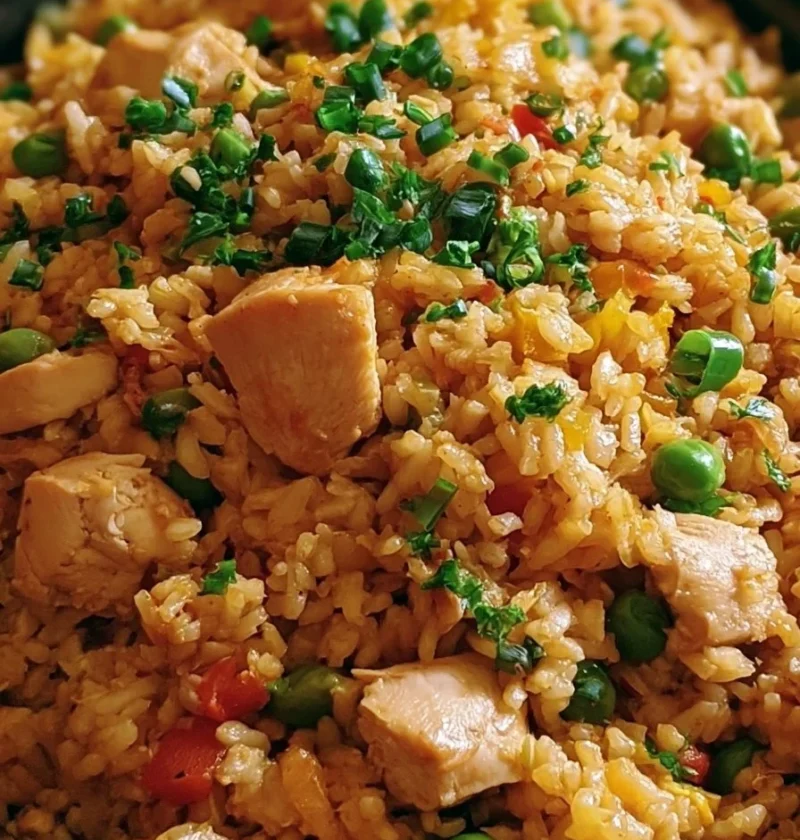 Riso fritto con pollo cucinato in slow cooker