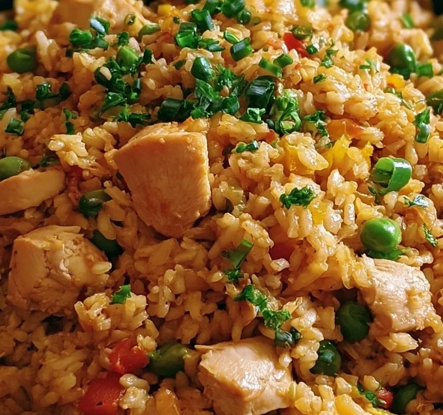 Riso fritto con pollo cucinato in slow cooker