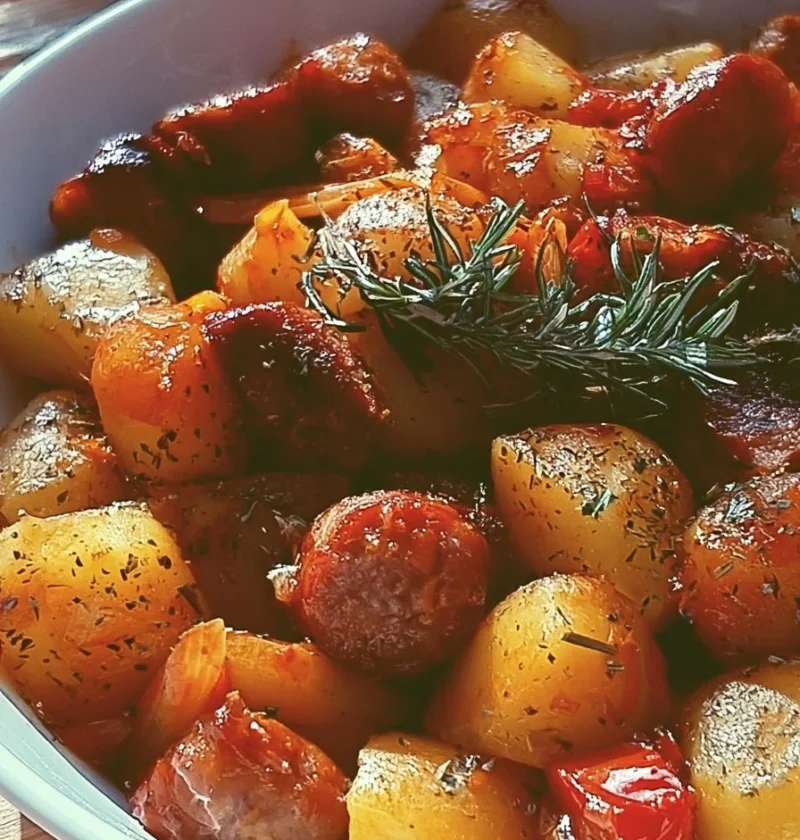 Salsiccia e patate in padella: piatto gustoso e facile da preparare.