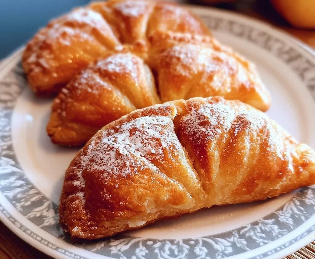 Sfogliatine alle mele pronte da servire, dolci e croccanti in una fetta.