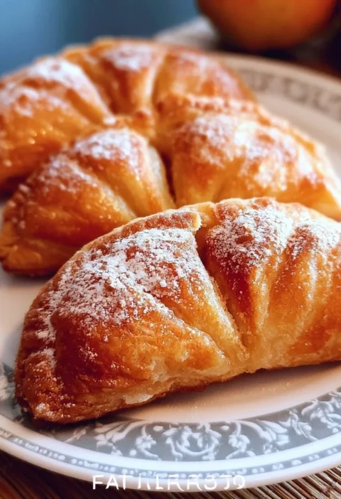 Sfogliatine alle mele pronte da servire, dolci e croccanti in una fetta.