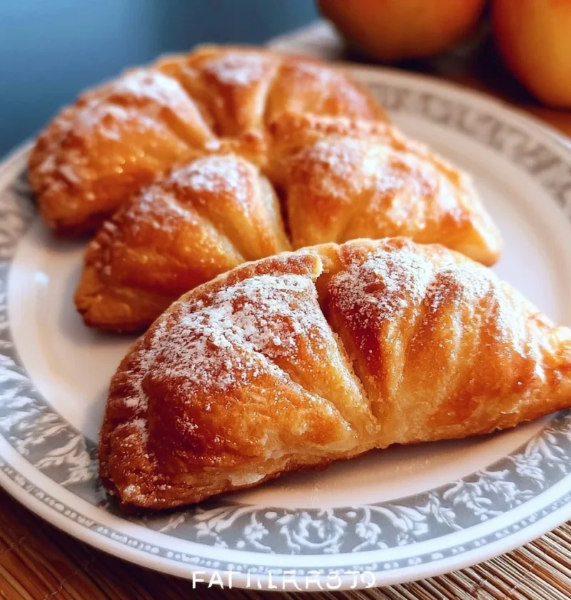 Sfogliatine alle mele pronte da servire, dolci e croccanti in una fetta.