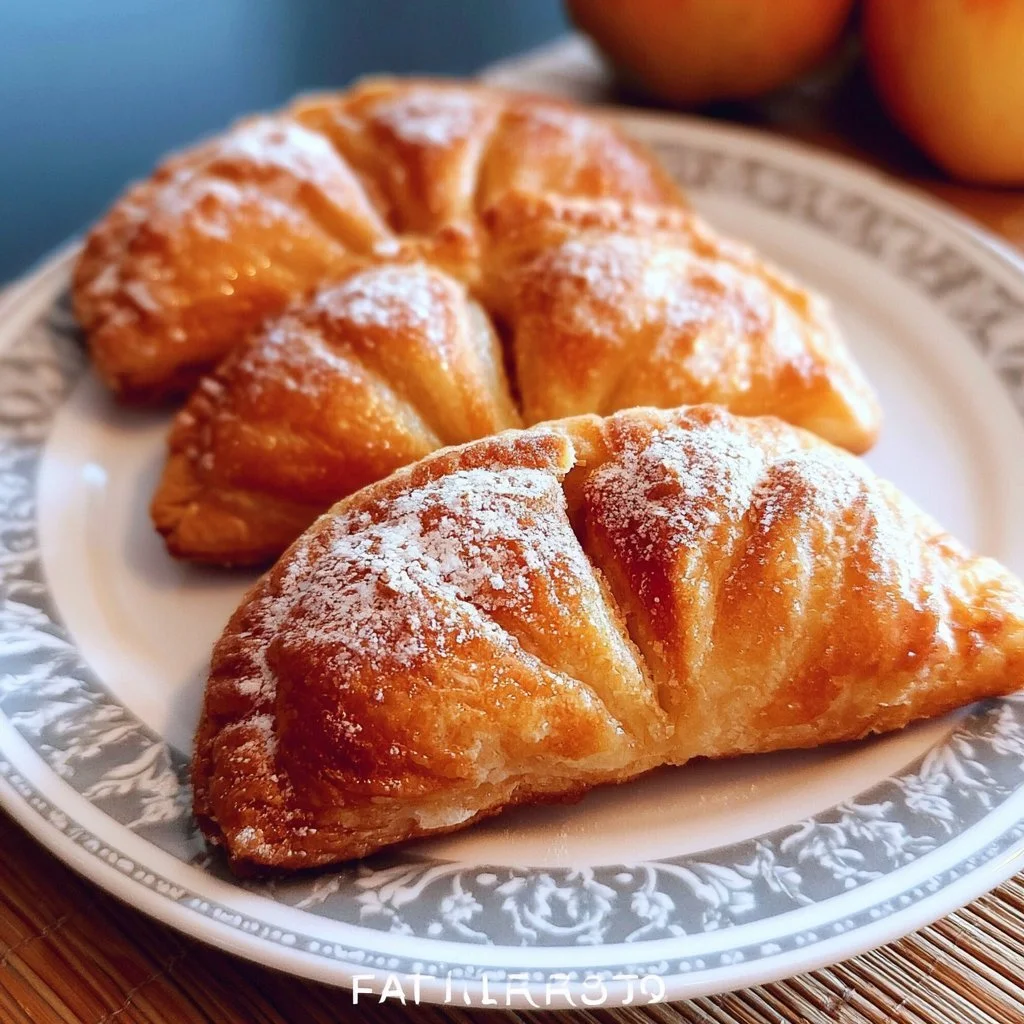 Sfogliatine alle mele pronte da servire, dolci e croccanti in una fetta.
