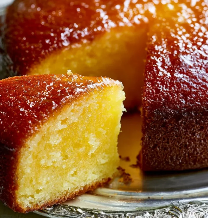 Torta sofficissima all'arancia appena sfornata con decorazione di arance fresche