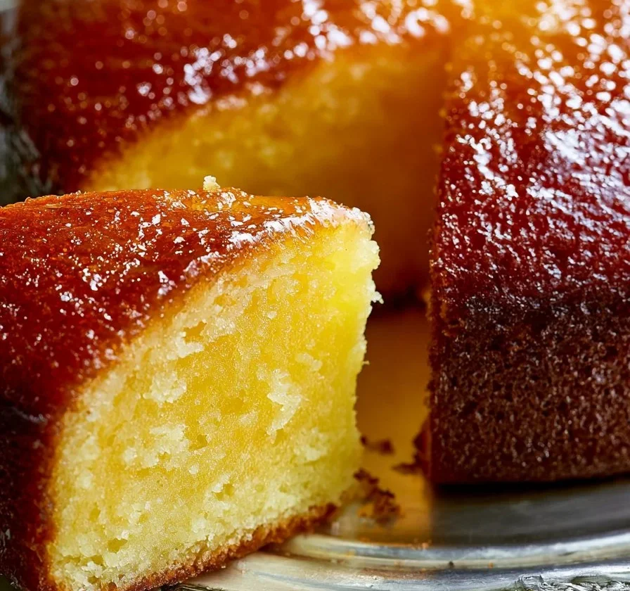 Torta sofficissima all'arancia appena sfornata con decorazione di arance fresche